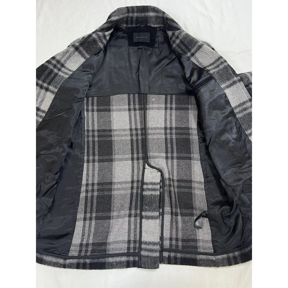 John Varvatos Carsen Coat Plaid Jacket‎ Wool Blend | Black Gray | Size Large